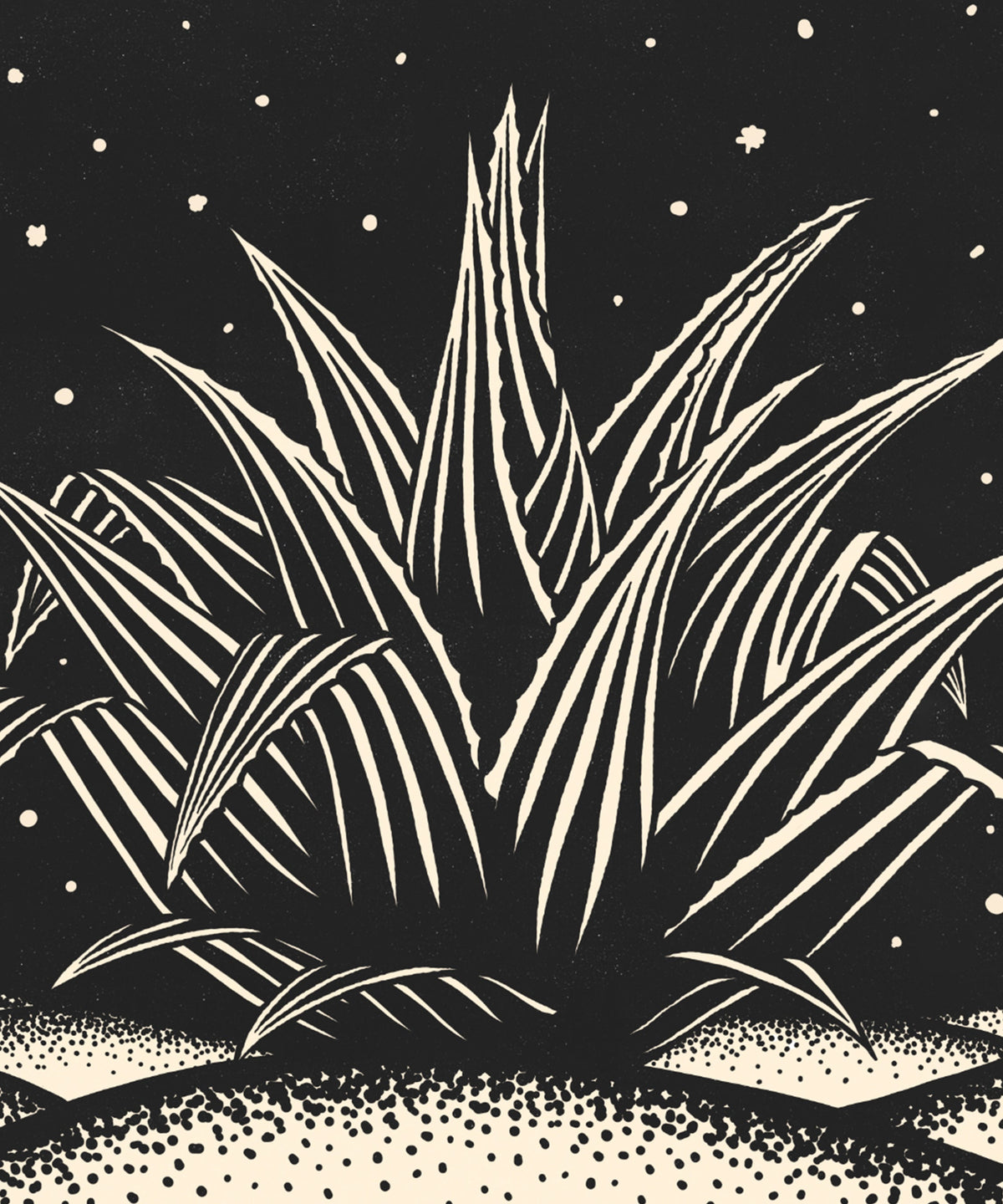 Block Print Desert #3 of 3 - Agave by Head West Studio