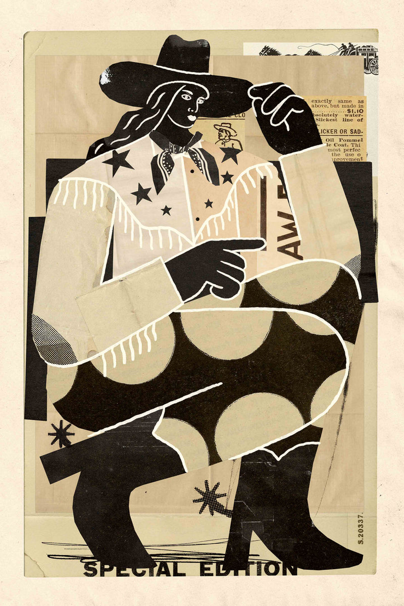 Collage Cowgirl #2 by Head West Studio
