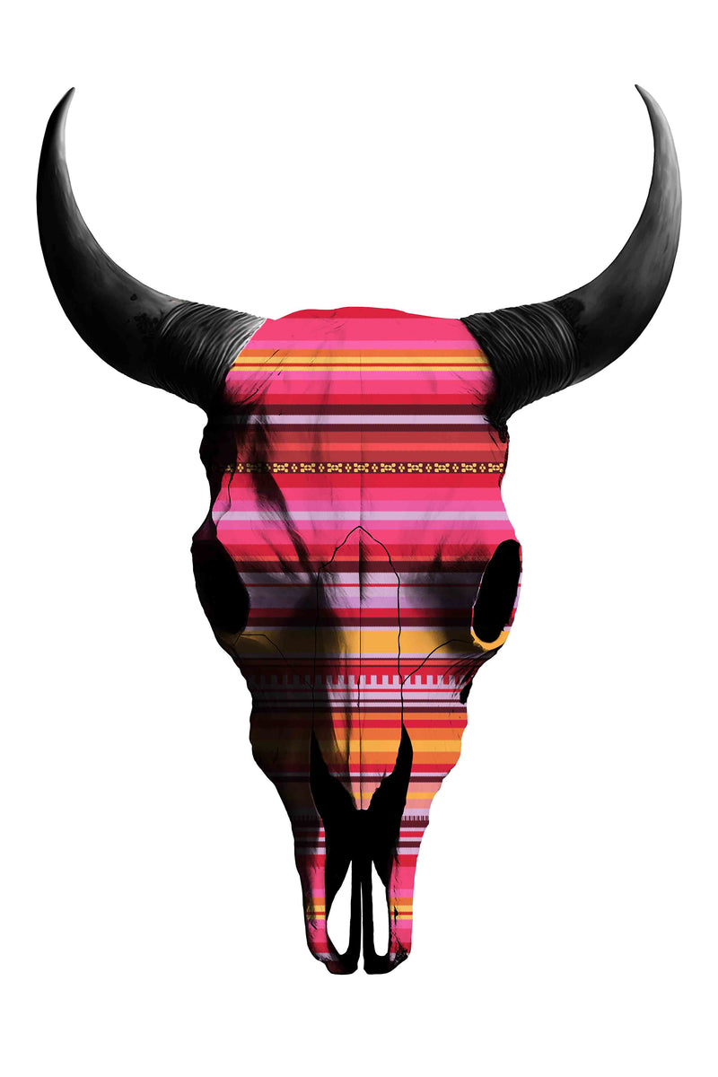 Mexican Blanket Cow Skull by Head West Studio