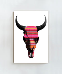 Mexican Blanket Cow Skull by Head West Studio