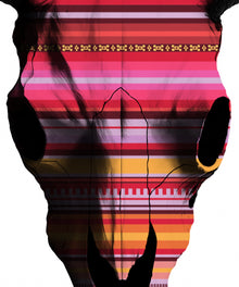 Mexican Blanket Cow Skull by Head West Studio