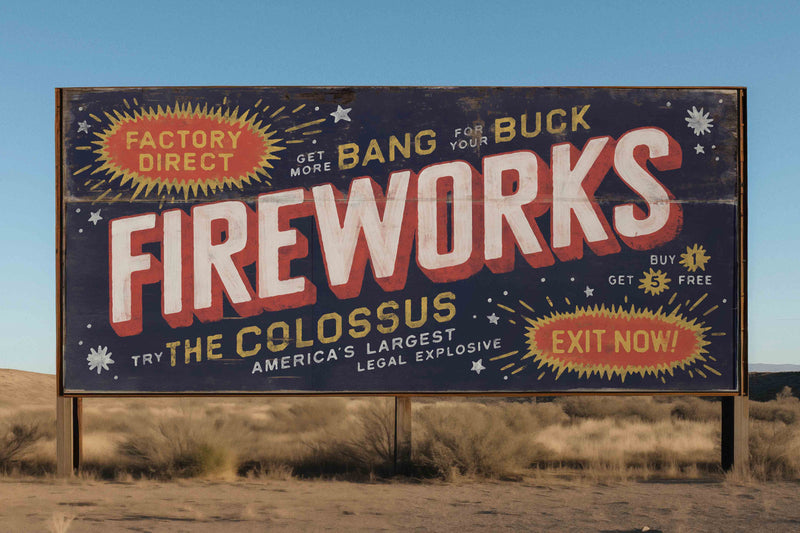 Road Trip Attractions #5 - Factory Direct Fireworks by Head West Studio
