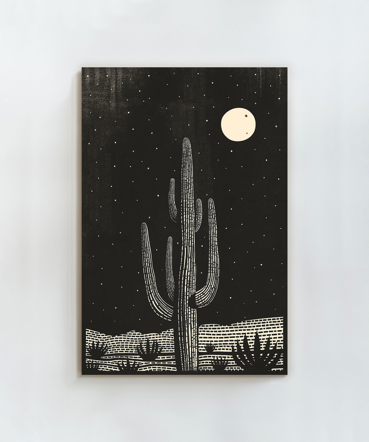 Block Print Desert #1 of 3 - Saguaro by Head West Studio
