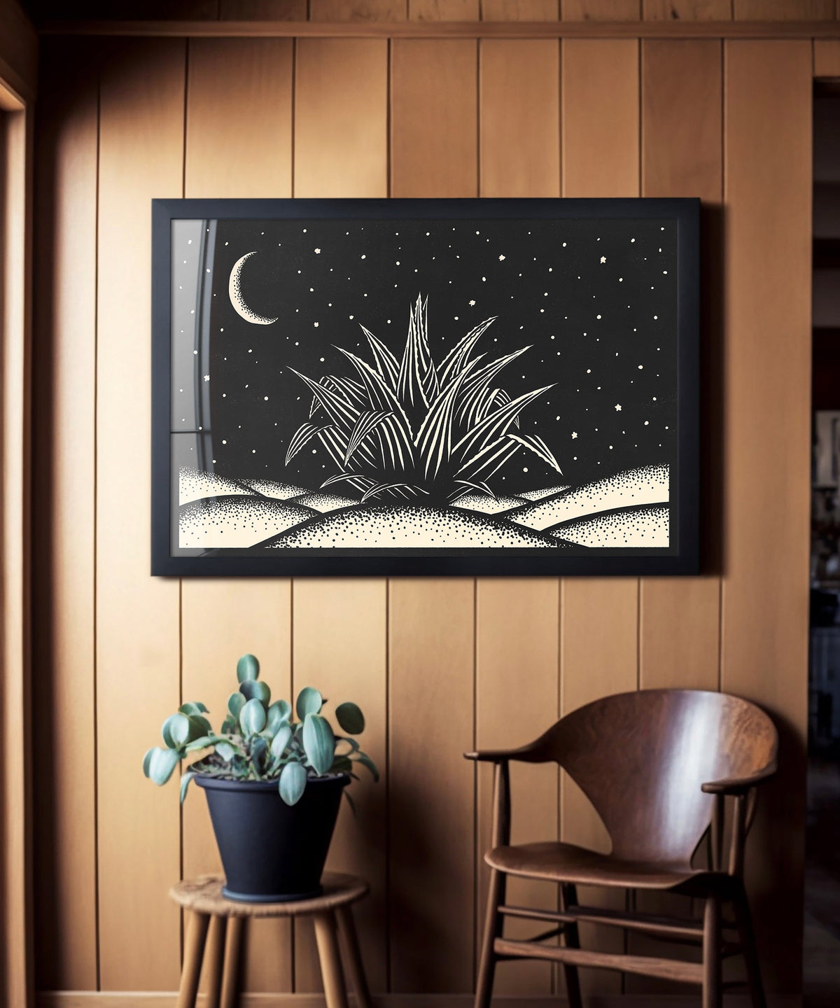 Block Print Desert #3 of 3 - Agave by Head West Studio