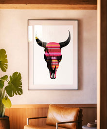 Mexican Blanket Cow Skull by Head West Studio