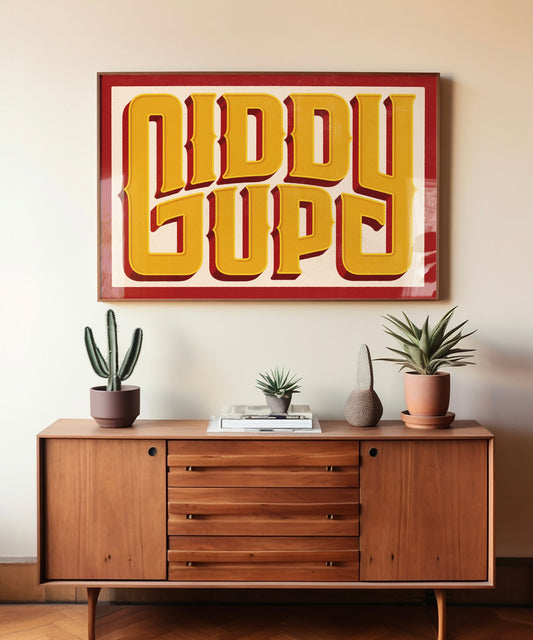Giddy Up 3D Typography Poster