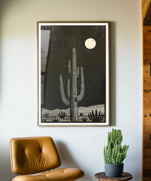 Block Print Desert #1 of 3 - Saguaro by Head West Studio